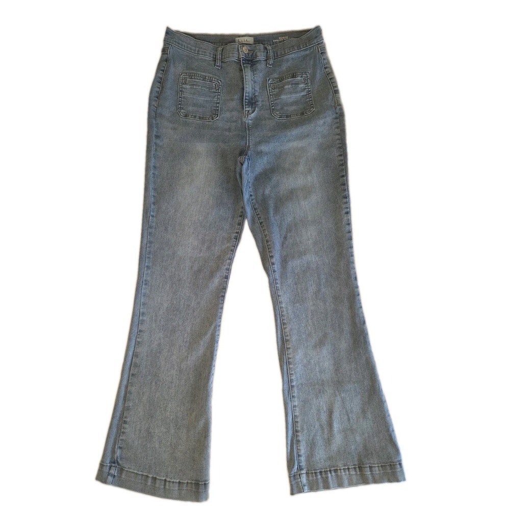 Nicole Miller Jeans Women's 14 Nomad Super High Rise Flare Dark Wash Casual Blue